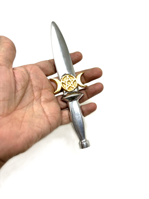 Shreyshti Aluminum Athame / Dagger / Ceremonial Blade Triple Moon Pentacle approx. 7" - Image 2